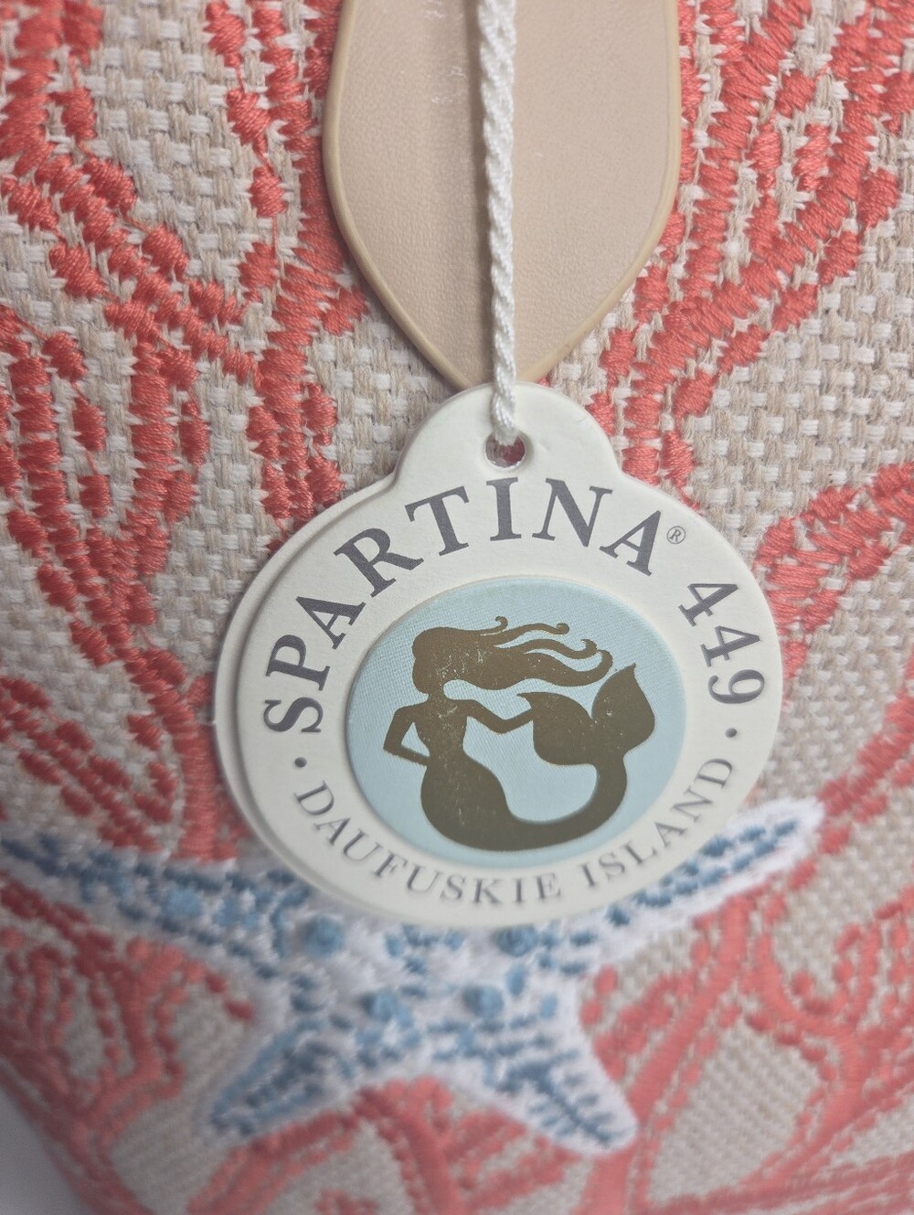 Spartina 449 Ogeechee Sea Life Coral Jute And Cotton Large Beach Tote NWT - Picture 3 of 14